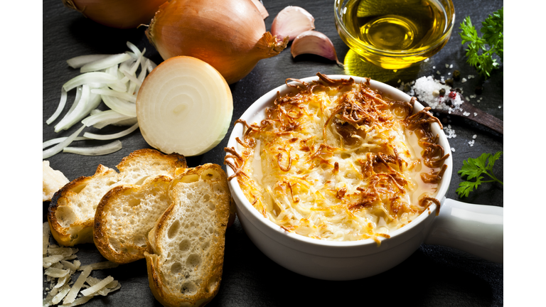 Onion soup and ingredients