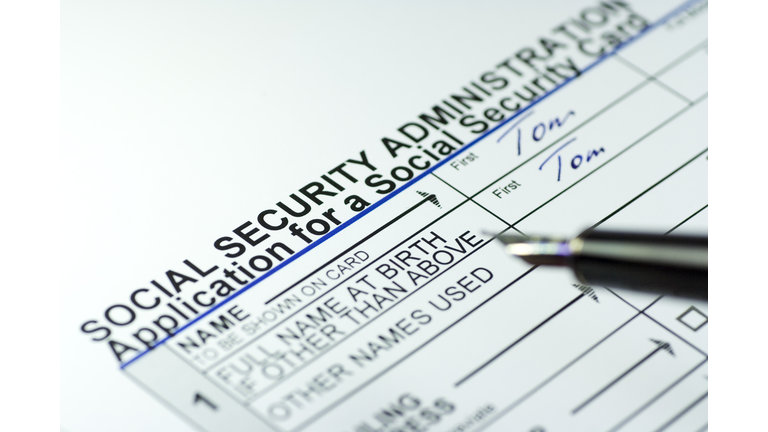 Filling out a Social Security Card form