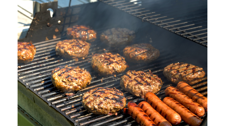 Hamburgers on the grill