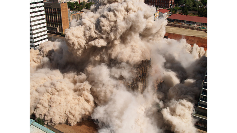 Building implosion in downtown Johannesburg, South Africa