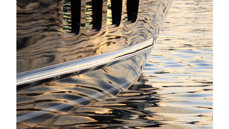 Super yacht hull reflections