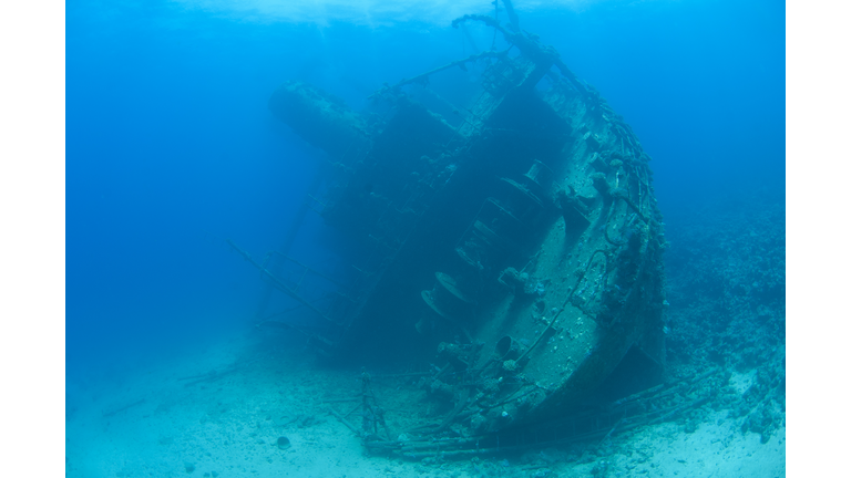 Large stern section of an underwater shipwreck