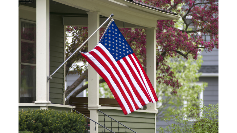 An American flag proudly displayed.