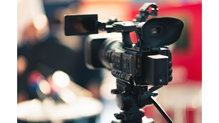 Close-Up Of Movie Camera At Studio