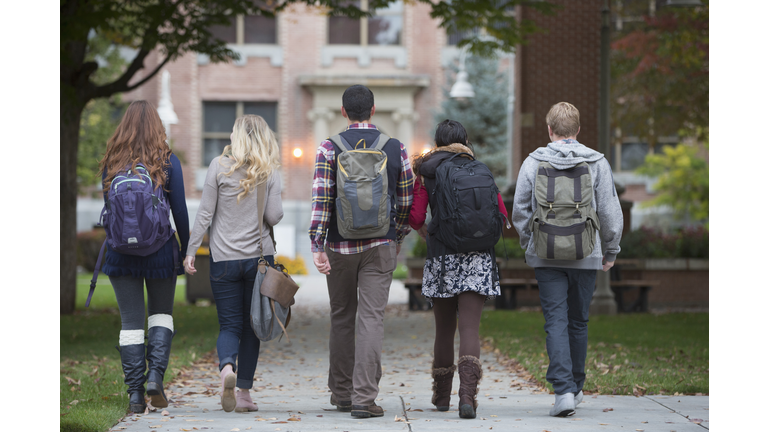 College students walking on campus