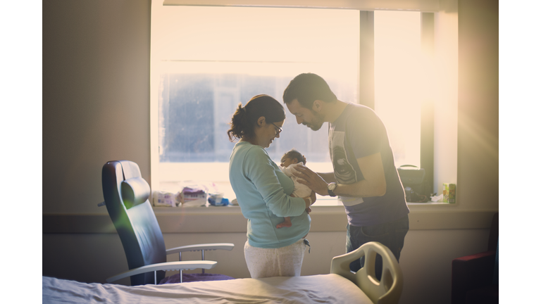 Parents with newborn at hospital