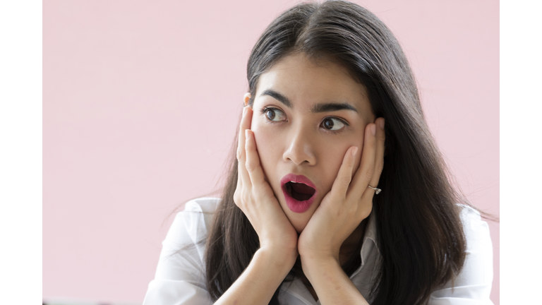 Surprise face of beautiful lady