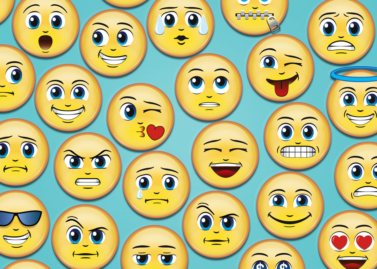 Manga Anime Emoji Emoticons on blue background