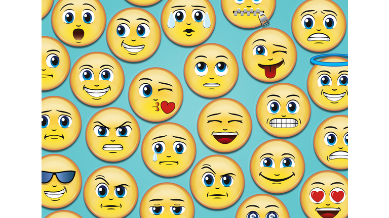 Manga Anime Emoji Emoticons on blue background