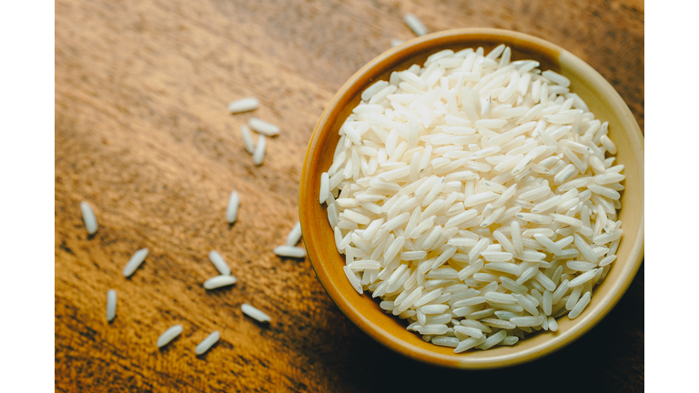 Directly Above Shot Of Rice In Bowl On Table