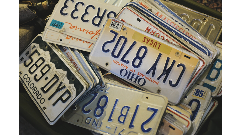 Close-Up Of License Plates