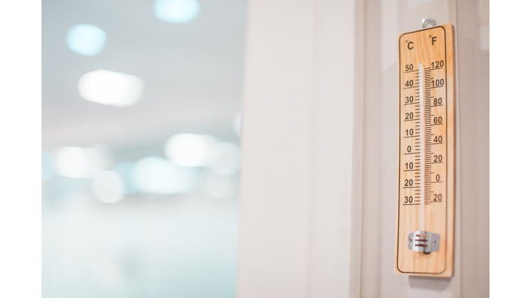 Thermometer in medical lab for measuring room temperature