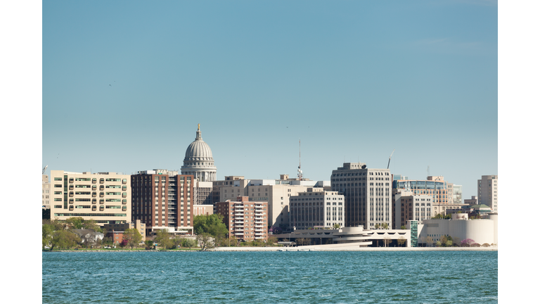Downtown Madison Wisconsin with Capitol Dome in the Skyline
