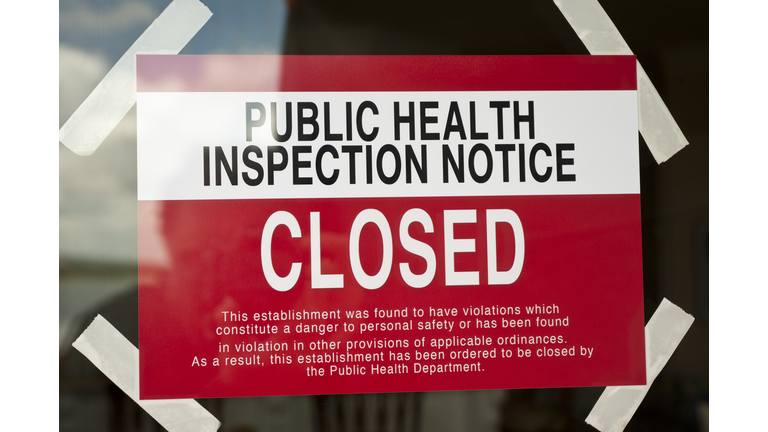 Health Department Restaurant Closed Sign with Roaches