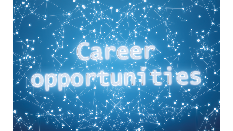 Career opportunities interface on blue background