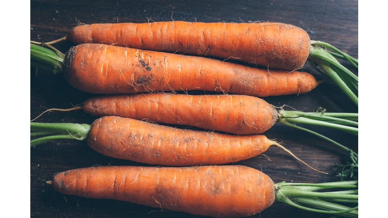 High Angle View Of Carrots On Table