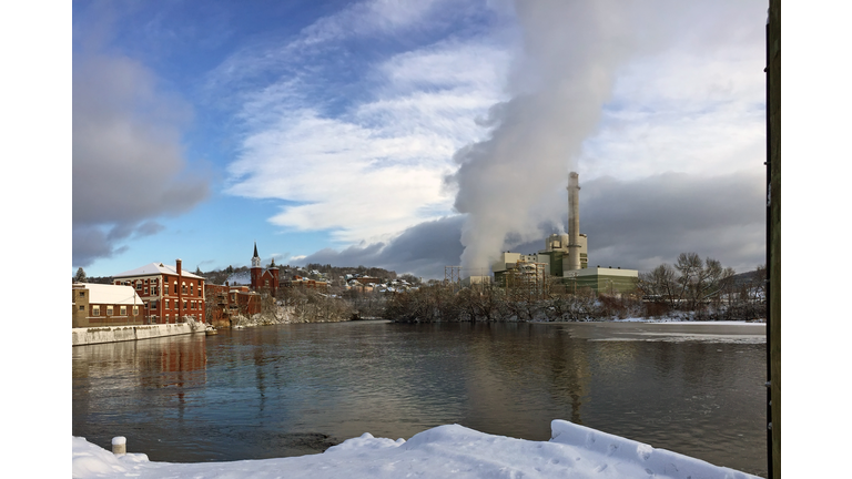 Burgess Biofuel Incinerator power plant in Berlin, New Hampshire USA during late winter 2016