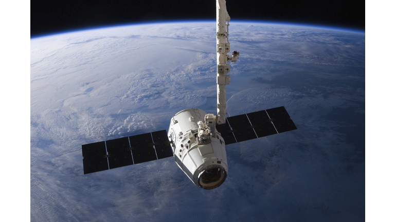 The SpaceX Dragon cargo craft prior to being released from the Canadarm2.