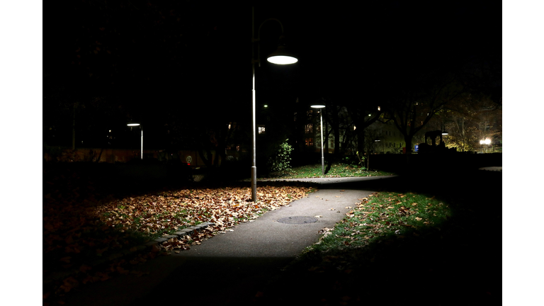 Street Light In Park At Night
