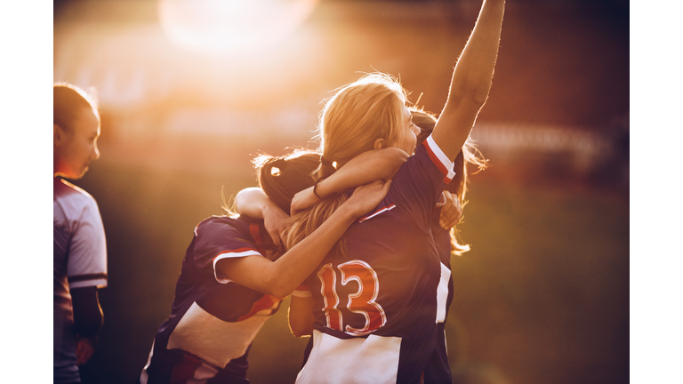Celebrating the victory after soccer match!