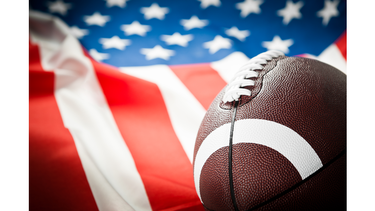 American Football League, Super Bowl, rugby ball, American flag
