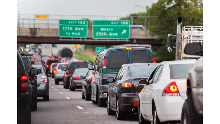 stopped inbound chicago traffic jam