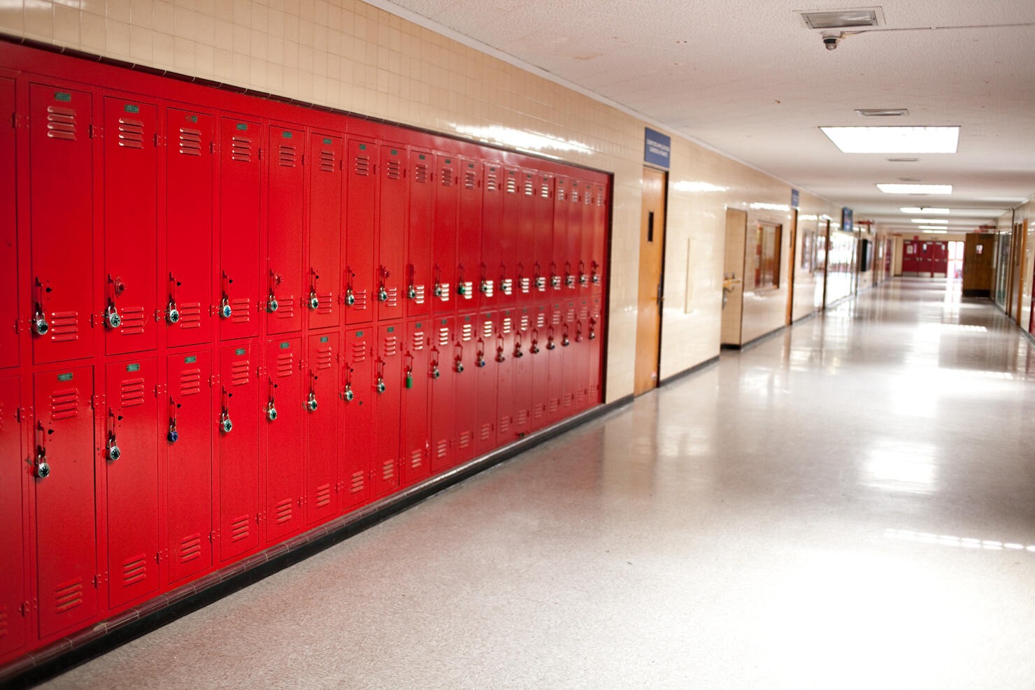high school hallway and lockers