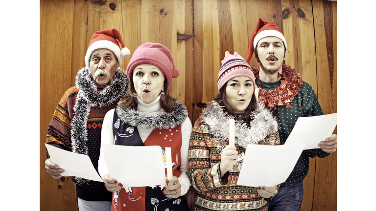 Family singing Christmas songs