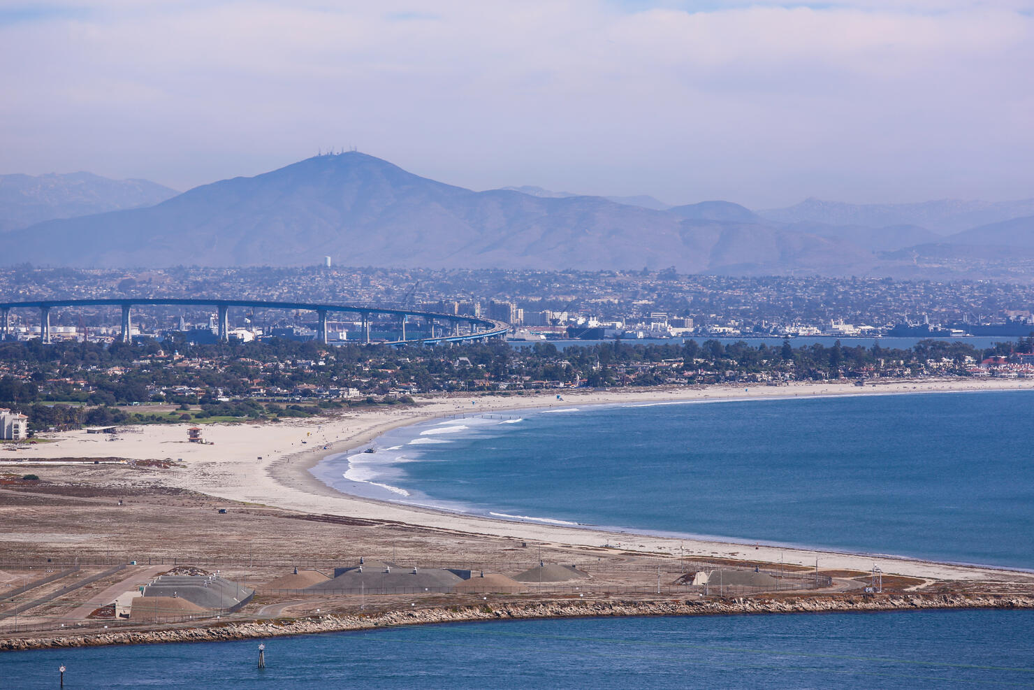Coronado Beach and the Coronado Bridge and Chula Vista