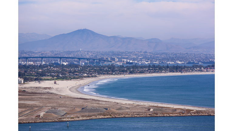Coronado Beach and the Coronado Bridge and Chula Vista