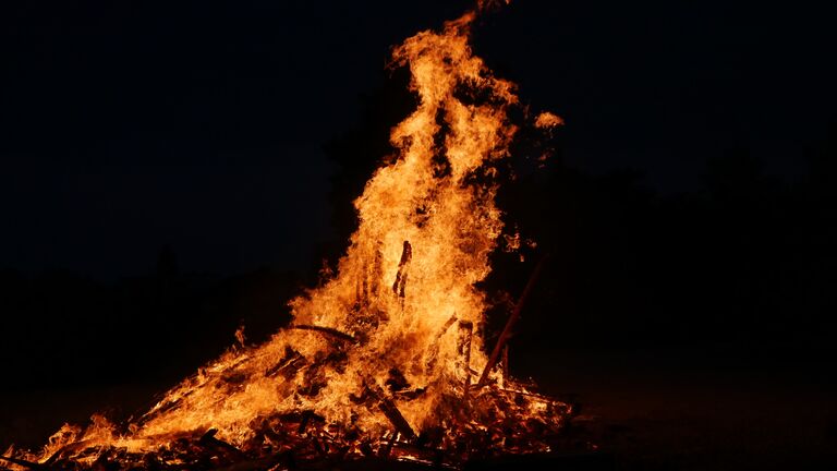 Bonfire Against Black Background