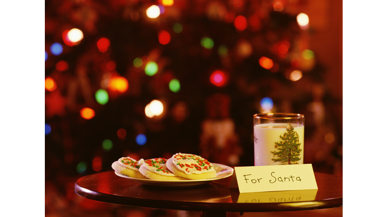 Milk and cookies left for Santa Claus