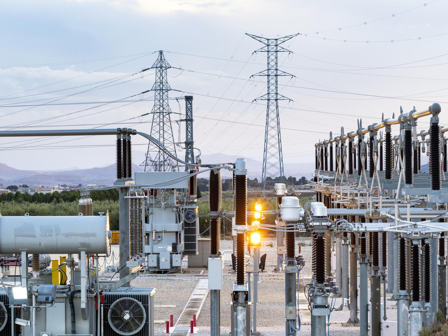 Electrical transformer of high tension in a distribution electric power station of electricity power.