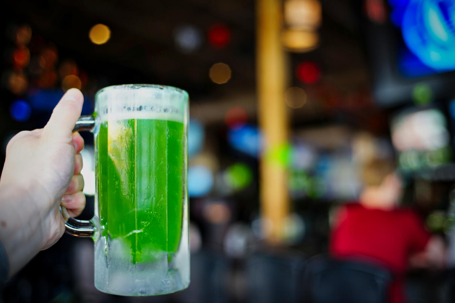 Saint Patrick Day Celebration with Green Theme at Local Irish Bar in Vancouver BC Canada