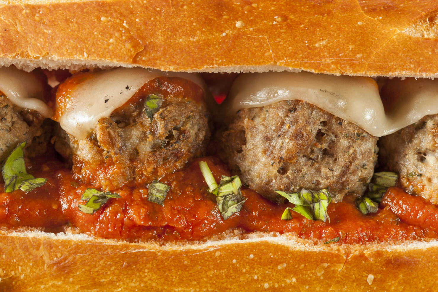 Hot and Homemade Spicy Meatball Sub Sandwich