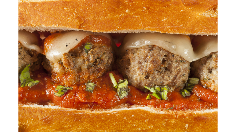 Hot and Homemade Spicy Meatball Sub Sandwich