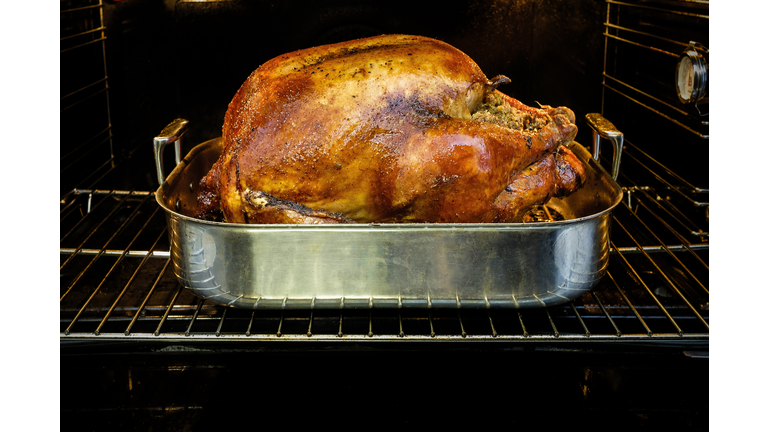 USA, New York State, New York City, Roasted turkey for Thanksgiving in oven
