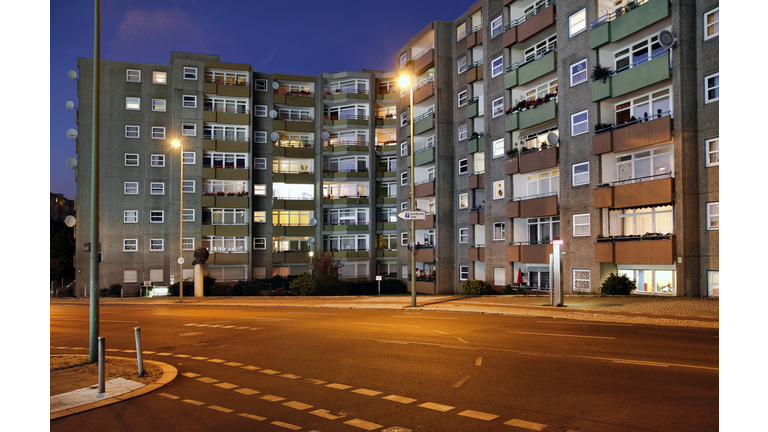 Public Housing project in prefabricated concrete slabs in the Berlin district of Wedding. Berlin, Germany