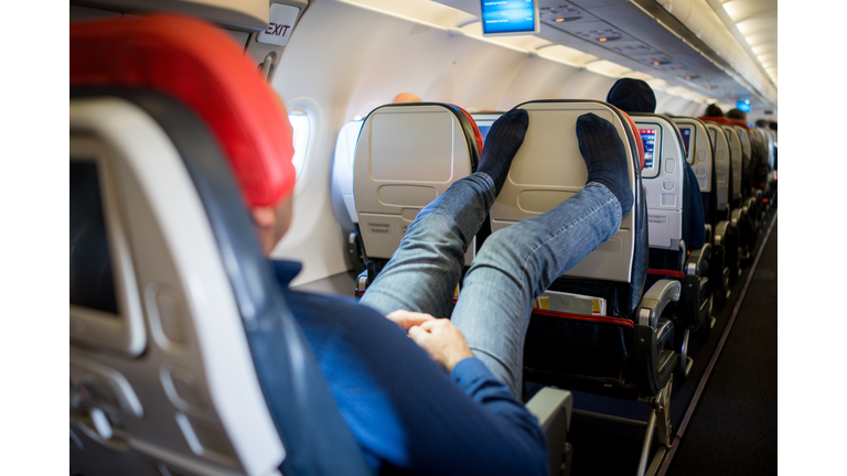 Man sleeping during flight