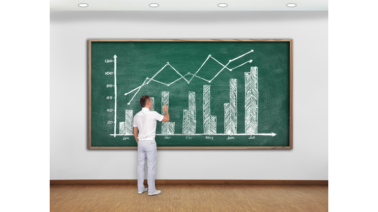 man drawing stock chart