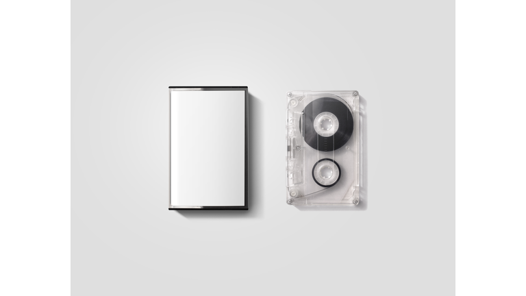 Blank cassette tape box design mockup, isolated, clipping path.