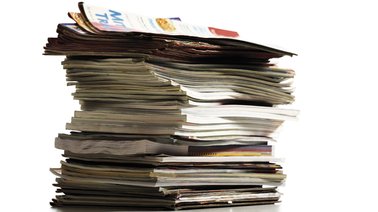 Stack of magazines, close-up