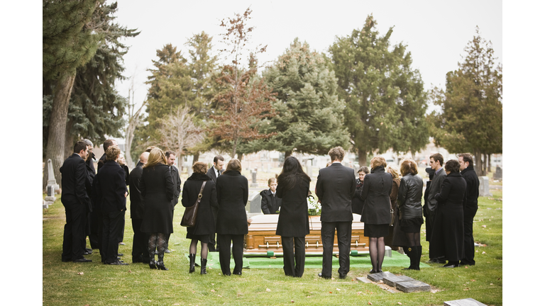 Outdoor shot of funeral