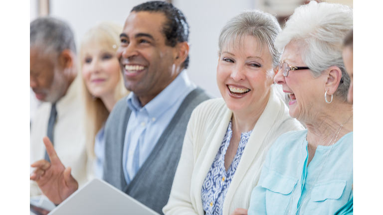 Senior adults attend class at senior center