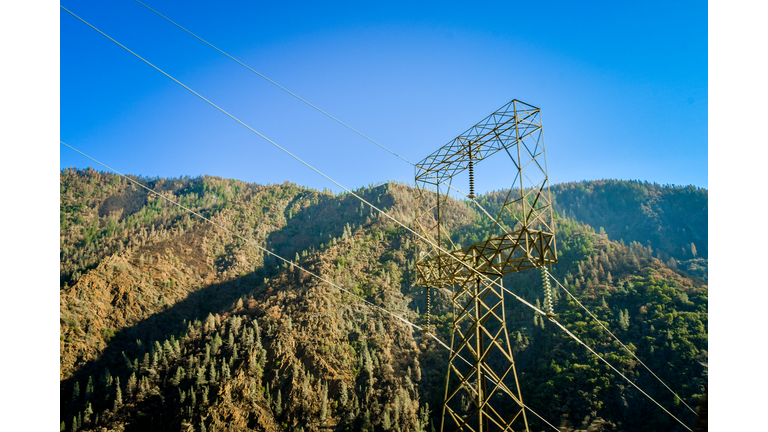 PG&E power lines running through the Feather River Canyon.