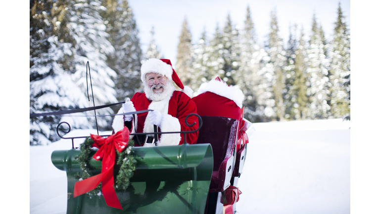Santa Claus in His Sleigh at North Pole
