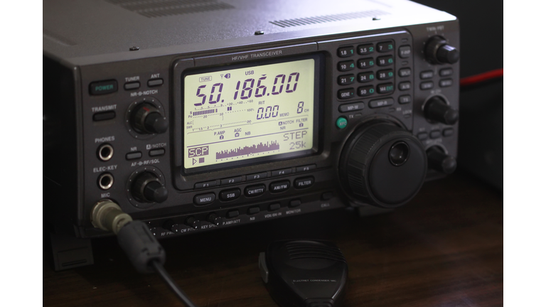 Amateur radio station: closeup of an a radio transceiver