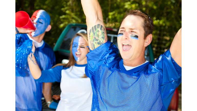 Happy Sports Fan Cheering For Team Before the Big Game