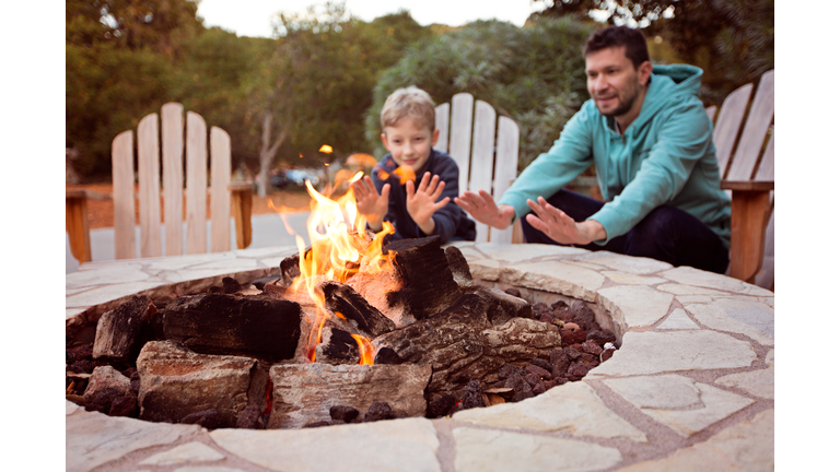 family by firepit