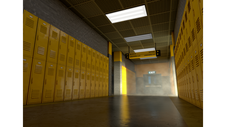 Yellow School Lockers Dirty